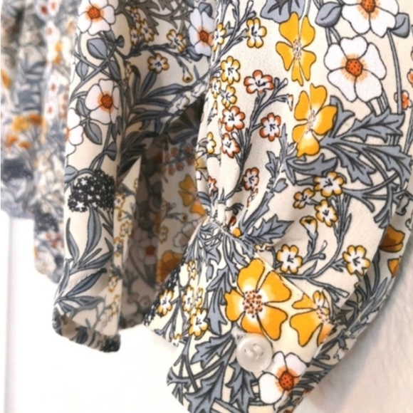 H&M Floral Blouse Blue Yellow Size 6 - Picture 3 of 5